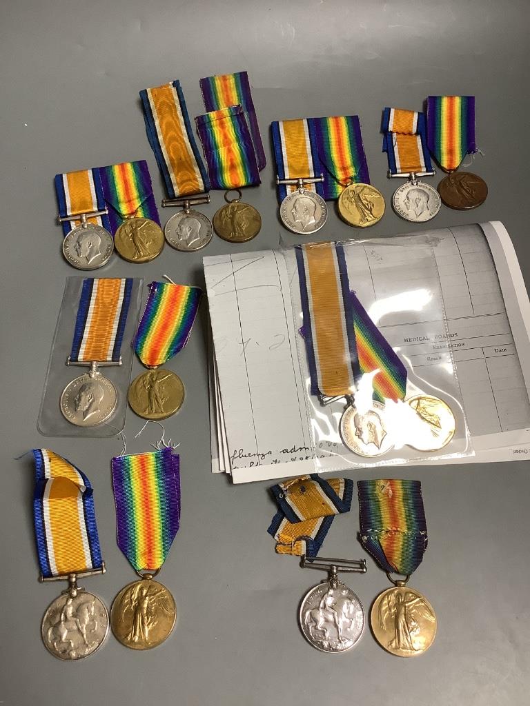 Eight WW1 BWM & Victory medal pairs